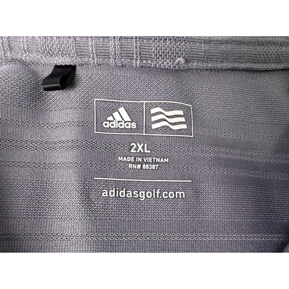Adidas Golf Men's Gray Striped‎ Polo Shirt 2XL Short Sleeve Performance Top
